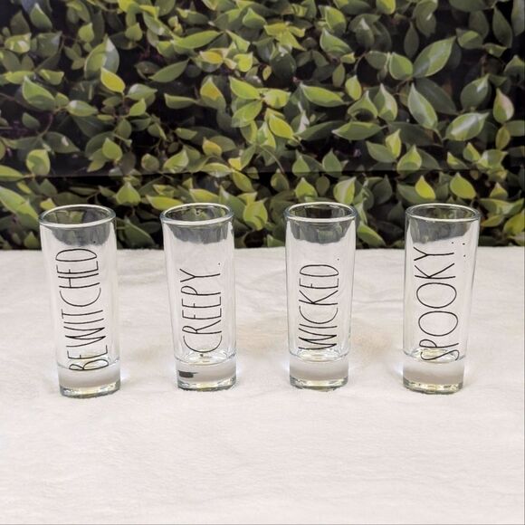 Rae Dunn BEWITCHED, CREEPY, SPOOKY, WICKED Halloween Shooter Shot Glass Set - Picture 1 of 8